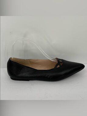 Riccardo Boccia Clodette flat shoe ballet pointed toe black leather cut-out 40 9